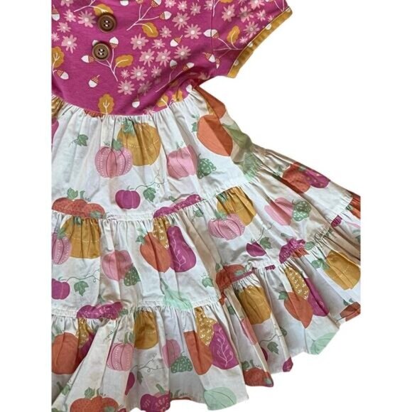 Eleanor Rose Britney Dress Girls Size 3 - 4 Pumpkin Acorn Short Sleeve - Picture 11 of 11